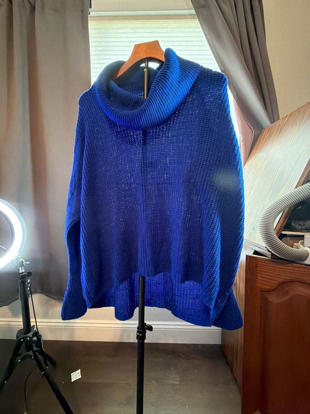 Ashley Stewart Royal Blue Cowl Neck Knit Sweater Size 18/20